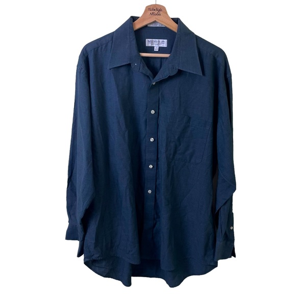 Givenchy Monsieur Blue/Gray Button Up Designer Shirt SZ 17 34/35 - Picture 1 of 9